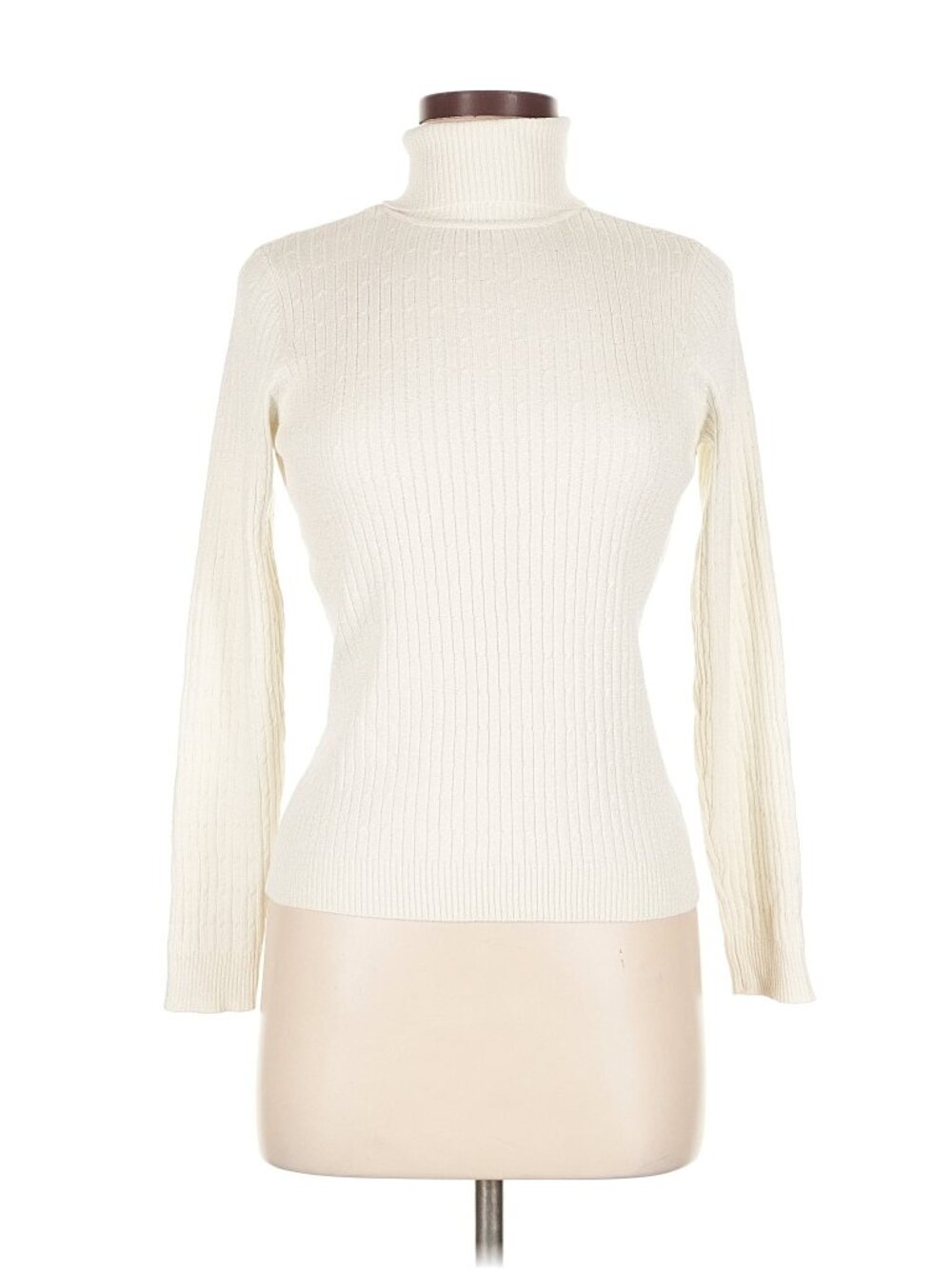 Silk Blend Charter Club Cream Ribbed Turtleneck Sweater